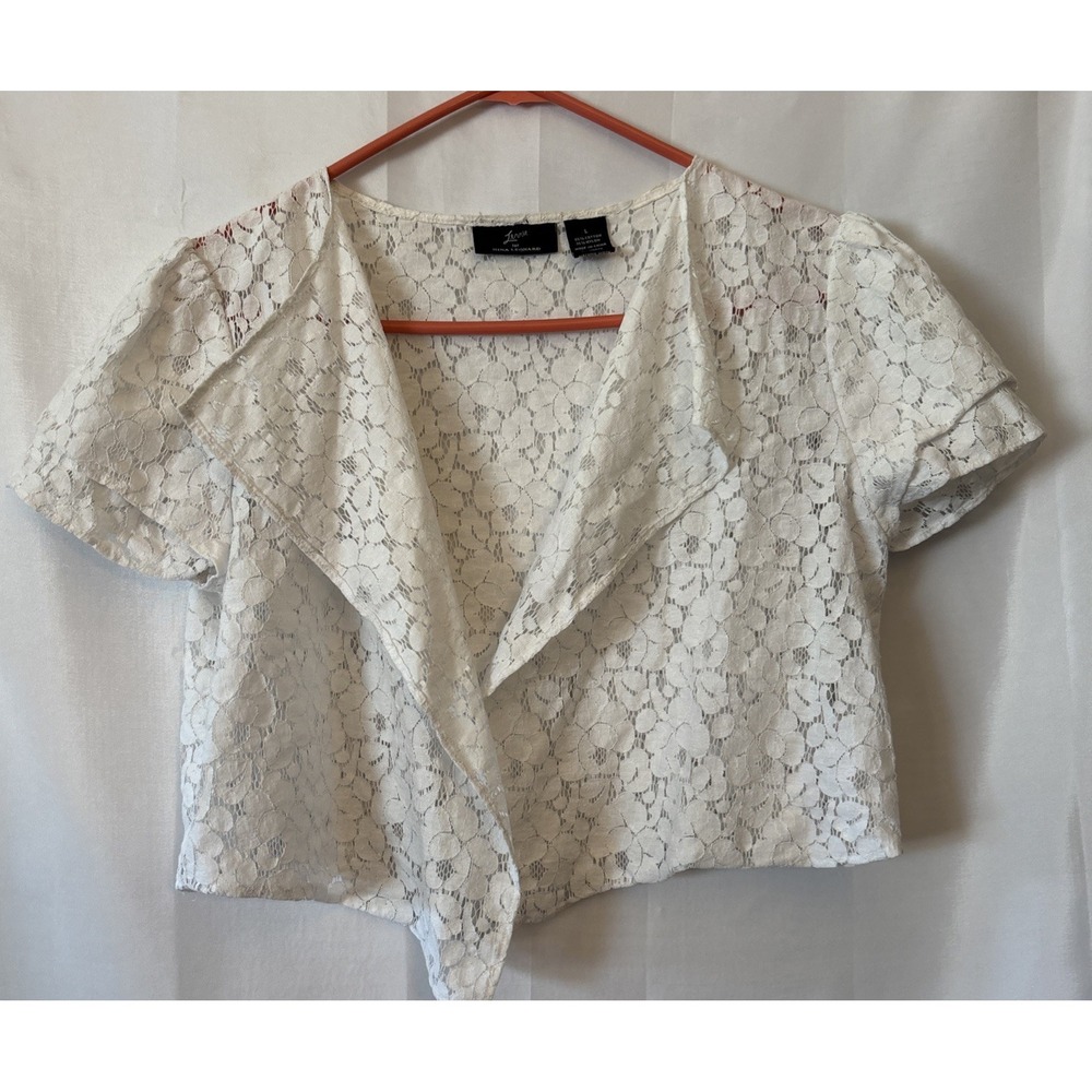 Women's white lace bolero shrug Nina Leonard L